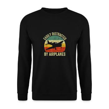 Easily Distracted by Airplanes - Unisex Pullover - Schwarz - Vorne - Alina (178cm) & Michal (187cm)