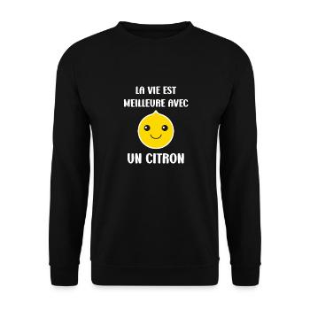 Humour petit citron - Sweat-shirt Unisexe - noir - Devant - Alina (178cm) & Michal (187cm)