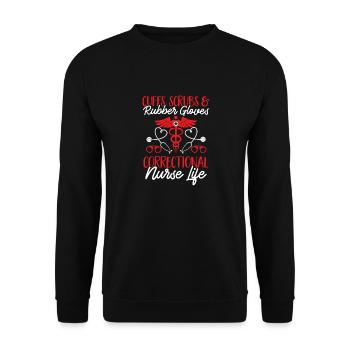Krankenschwester Strafvollzug Gefängnis - Unisex Pullover - Schwarz - Vorne - Alina (178cm) & Michal (187cm)