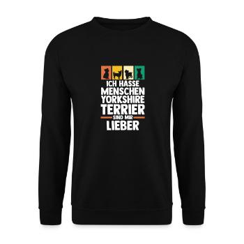 Hund Yorkshire Terrier - Unisex Pullover - Schwarz - Vorne - Alina (178cm) & Michal (187cm)