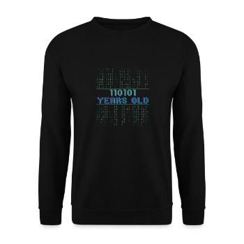 53. Geburtstag 53 Jahre alt Binärcode Coder - Unisex Pullover - Schwarz - Vorne - Alina (178cm) & Michal (187cm)