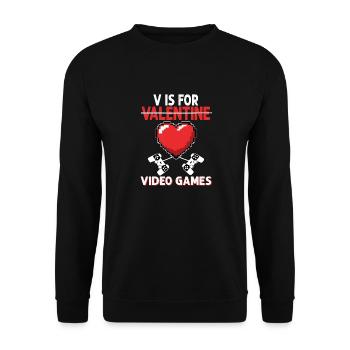 Videospiel Valentinstag Jugend Gamer Gaming - Unisex Pullover - Schwarz - Vorne - Alina (178cm) & Michal (187cm)