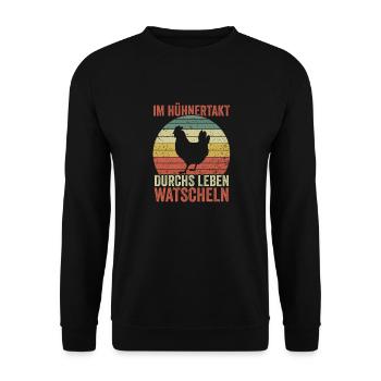 Huhn Bauer Bauernhof Küken Landwirt Hühner - Unisex Pullover - Schwarz - Vorne - Alina (178cm) & Michal (187cm)