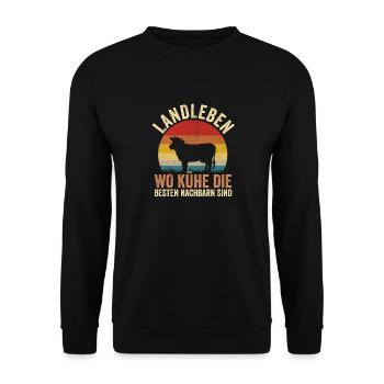 Kuh Bauer Bauernhof Kuhbauer Kühe - Unisex Pullover - Schwarz - Vorne - Alina (178cm) & Michal (187cm)