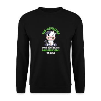 Kuh Bauer Bauernhof Kuhbauer Kühe - Unisex Pullover - Schwarz - Vorne - Alina (178cm) & Michal (187cm)