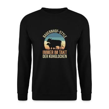 Kuh Bauer Bauernhof Kuhbauer Kühe - Unisex Pullover - Schwarz - Vorne - Alina (178cm) & Michal (187cm)