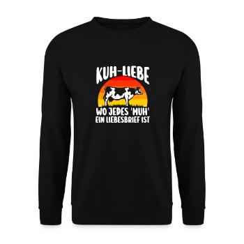 Kuh Bauer Bauernhof Kuhbauer Kühe - Unisex Pullover - Schwarz - Vorne - Alina (178cm) & Michal (187cm)