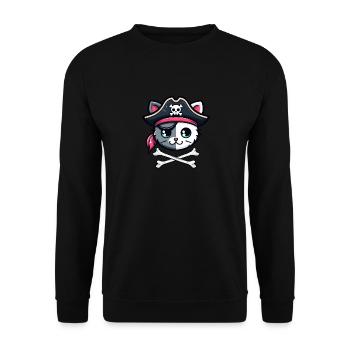 Permet de Naufragé Chat Mignon Pirate Gasparilla - Sweat-shirt Unisexe - noir - Devant - Alina (178cm) & Michal (187cm)