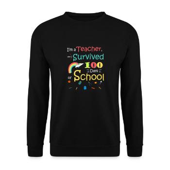 Alles Gute zum 100. Schultag Schülergeschenk 100 Tage - Unisex Pullover - Schwarz - Vorne - Alina (178cm) & Michal (187cm)