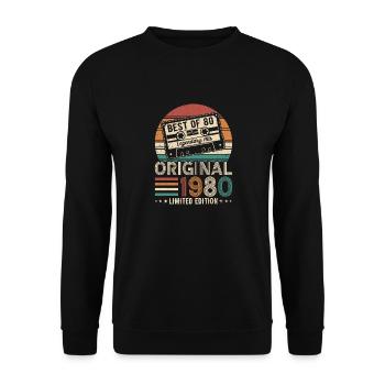 Vintage Born in 1980 made in 1980 45 years old. Art_20 - Unisex Sweatshirt - black - Front - Alina (178cm) & Michal (187cm)