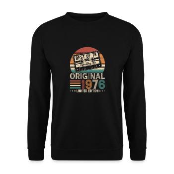 Jahrgang 1976 Geburtstag 1976 Jahrgang 1976 - Unisex Pullover - Schwarz - Vorne - Alina (178cm) & Michal (187cm)
