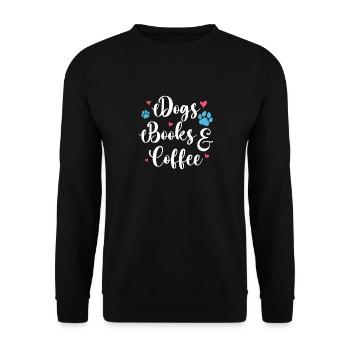 Hunde Bücher Und Kaffee - Unisex Pullover - Schwarz - Vorne - Alina (178cm) & Michal (187cm)