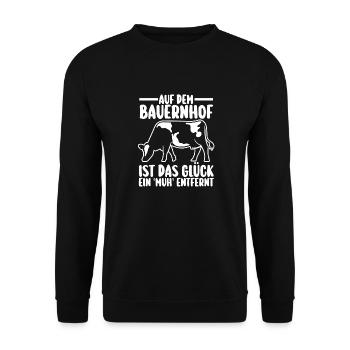 Kuh Bauer Bauernhof Kuhbauer Kühe - Unisex Pullover - Schwarz - Vorne - Alina (178cm) & Michal (187cm)