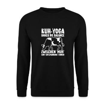 Kuh Bauer Bauernhof Kuhbauer Kühe - Unisex Pullover - Schwarz - Vorne - Alina (178cm) & Michal (187cm)