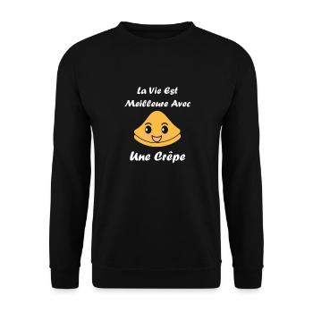 Crêpes Bretagne humour crêpe - Sweat-shirt Unisexe - noir - Devant - Alina (178cm) & Michal (187cm)