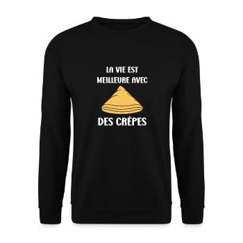 Crêpes Bretagne humour crêpe - Sweat-shirt Unisexe - noir - Devant - Alina (178cm) & Michal (187cm)