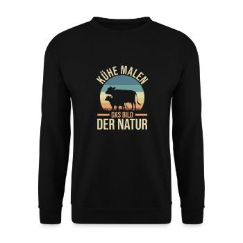 Kuh Bauer Bauernhof Kuhbauer Kühe - Unisex Pullover - Schwarz - Vorne - Alina (178cm) & Michal (187cm)