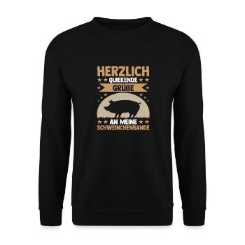 Schwein Schweinebauer Bauernhof Schweine - Unisex Pullover - Schwarz - Vorne - Alina (178cm) & Michal (187cm)