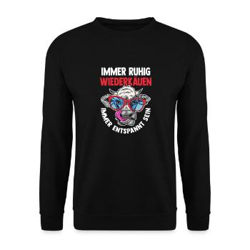 Kuh Bauer Bauernhof Kuhbauer Kühe - Unisex Pullover - Schwarz - Vorne - Alina (178cm) & Michal (187cm)