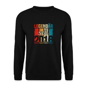 Jahrgang 2018, Legendär seit 2018, Geburtstag - Unisex Pullover - Schwarz - Vorne - Alina (178cm) & Michal (187cm)