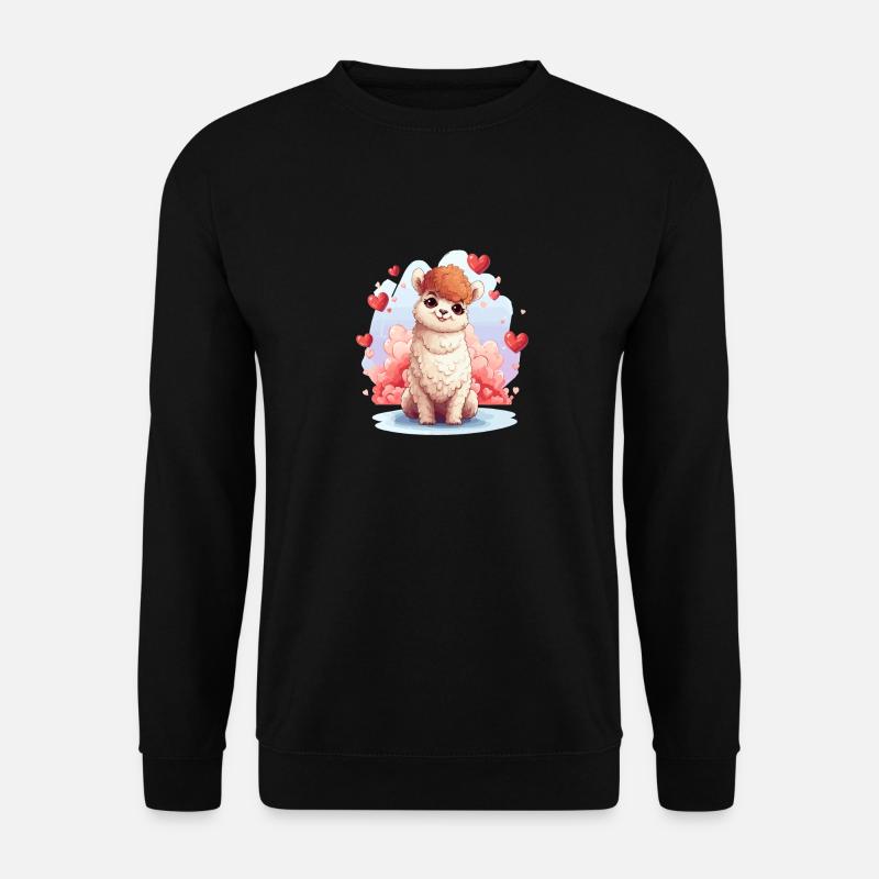 Alpaca with hearts - Unisex Sweatshirt - black