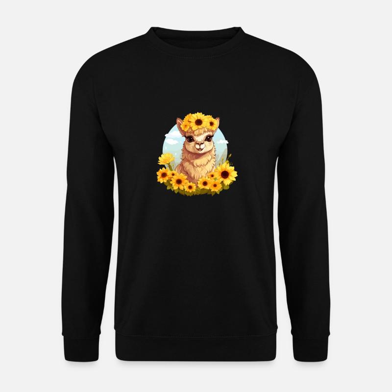 Alpaca with sunflowers - Unisex Sweatshirt - black