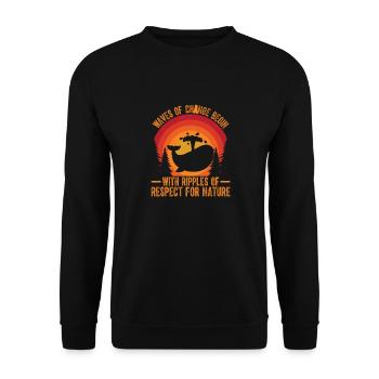 Wellen des Wandels beginnen mit Wellen des Respekts für - Unisex Pullover - Schwarz - Vorne - Alina (178cm) & Michal (187cm)