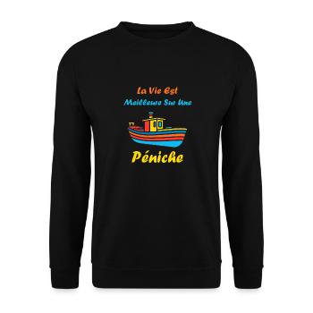Bateau humour péniche - Sweat-shirt Unisexe - noir - Devant - Alina (178cm) & Michal (187cm)