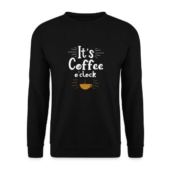 It's Coffee o clock Funny Coffee - Unisex Pullover - Schwarz - Vorne - Alina (178cm) & Michal (187cm)