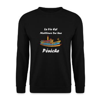 Bateau humour péniche - Sweat-shirt Unisexe - noir - Devant - Alina (178cm) & Michal (187cm)