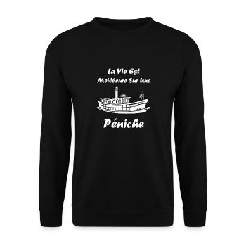 Bateau humour péniche - Sweat-shirt Unisexe - noir - Devant - Alina (178cm) & Michal (187cm)