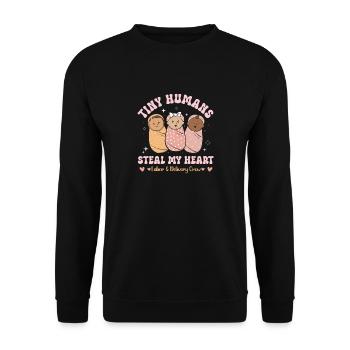 Infirmière Bébé Maternité Infirmière - Sweat-shirt Unisexe - noir - Devant - Alina (178cm) & Michal (187cm)