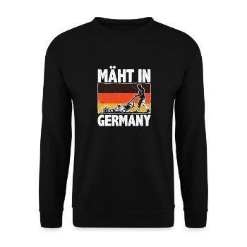 Rasen Mähen, Rasenmäher, Mäht In Germany - Unisex Pullover - Schwarz - Vorne - Alina (178cm) & Michal (187cm)