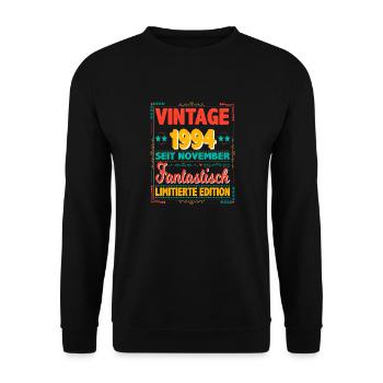 November 1994 Vintage Fantastisch 29 Jahren Mann - Unisex Pullover - Schwarz - Vorne - Alina (178cm) & Michal (187cm)
