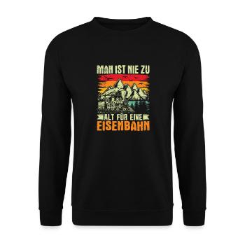 Modelleisenbahner Eisenbahner Geschenkidee - Unisex Pullover - Schwarz - Vorne - Alina (178cm) & Michal (187cm)