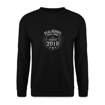 Real Heroes sont nés en Août 2019 Anniversaire - Sweat-shirt Unisexe - noir - Devant - Alina (178cm) & Michal (187cm)