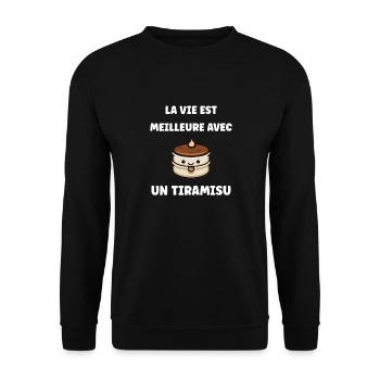 Humour tiramisu - Sweat-shirt Unisexe - noir - Devant - Alina (178cm) & Michal (187cm)