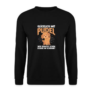 Hund Pudel - Unisex Pullover - Schwarz - Vorne - Alina (178cm) & Michal (187cm)