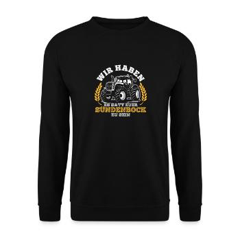 Wir haben es satt, euer Sündenbock zu sein - Unisex Pullover - Schwarz - Vorne - Alina (178cm) & Michal (187cm)