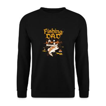 Fishing Dad Angler Vater Geschenkidee Vatertag - Unisex Pullover - Schwarz - Vorne - Alina (178cm) & Michal (187cm)