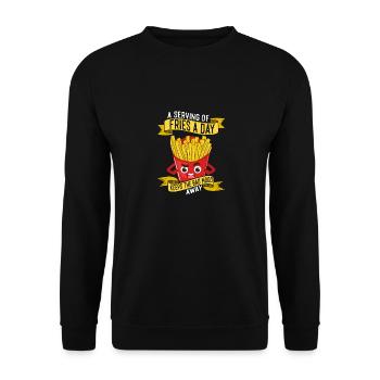 Daily Dose of Fries: Happiness Guaranteed - Unisex Pullover - Schwarz - Vorne - Alina (178cm) & Michal (187cm)