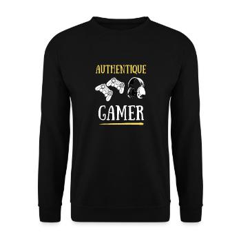 Authentique Gamer - Sweat-shirt Unisexe - noir - Devant - Alina (178cm) & Michal (187cm)