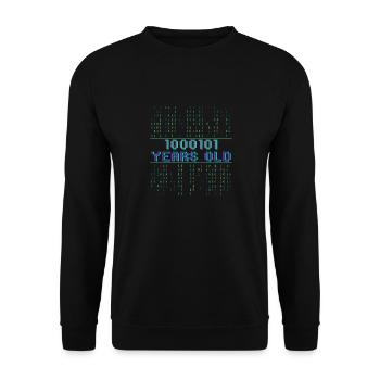 69. Geburtstag 69 Jahre alt Binärcode Coder - Unisex Pullover - Schwarz - Vorne - Alina (178cm) & Michal (187cm)