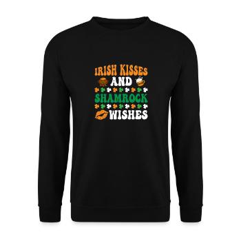 Irish Kisses And Shamrock Wishes St. Patrick's Day - Unisex Sweatshirt - black - Front - Alina (178cm) & Michal (187cm)