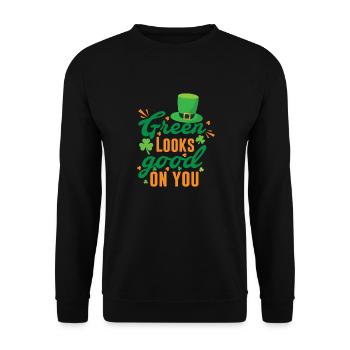 Green Looks Good On You St. Patrick's Day - Unisex Sweatshirt - black - Front - Alina (178cm) & Michal (187cm)