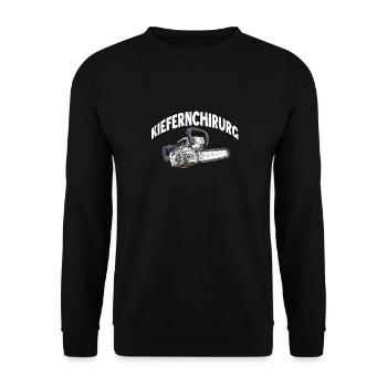 Holzfäller T | Lustiges Kettensägen Motiv | - Unisex Pullover - Schwarz - Vorne - Alina (178cm) & Michal (187cm)