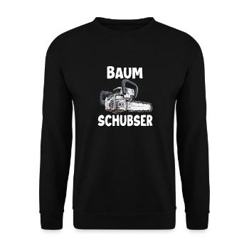 Holzfäller T | Lustiges Kettensägen Motiv | - Unisex Pullover - Schwarz - Vorne - Alina (178cm) & Michal (187cm)