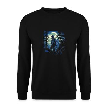 Wandern T Trekking Outfit Hiking Motiv - Unisex Pullover - Schwarz - Vorne - Alina (178cm) & Michal (187cm)