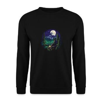 Wandern T für Naturliebhaber und Hiking Fans - Unisex Pullover - Schwarz - Vorne - Alina (178cm) & Michal (187cm)