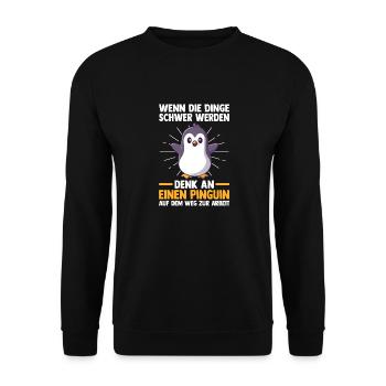 Cute Penguin - Unisex Sweatshirt - black - Front - Alina (178cm) & Michal (187cm)